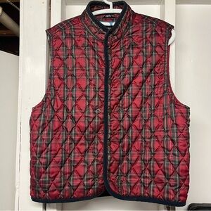 Tommy Hilfiger Red and Green Plaid Quilted Vest